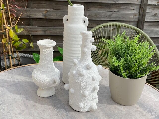 Lot de 3 vases vintage blanchis