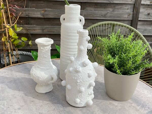 Set de 3 vases vintage blanchis