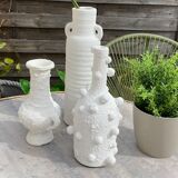 Set of 3 bleached vintage vases