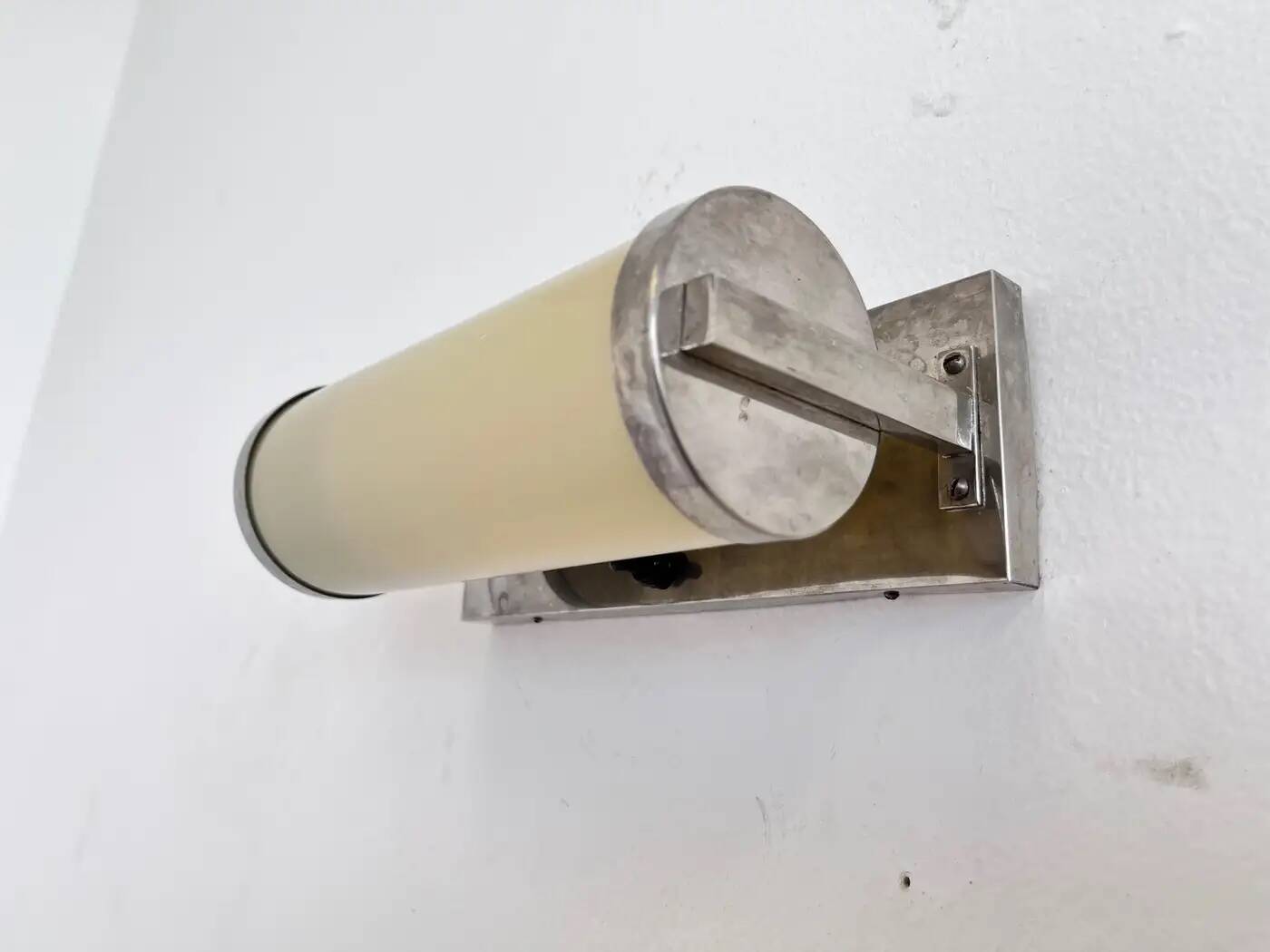 Chrome design Bauhaus wall lamp, 1930s - Czechoslovakia
