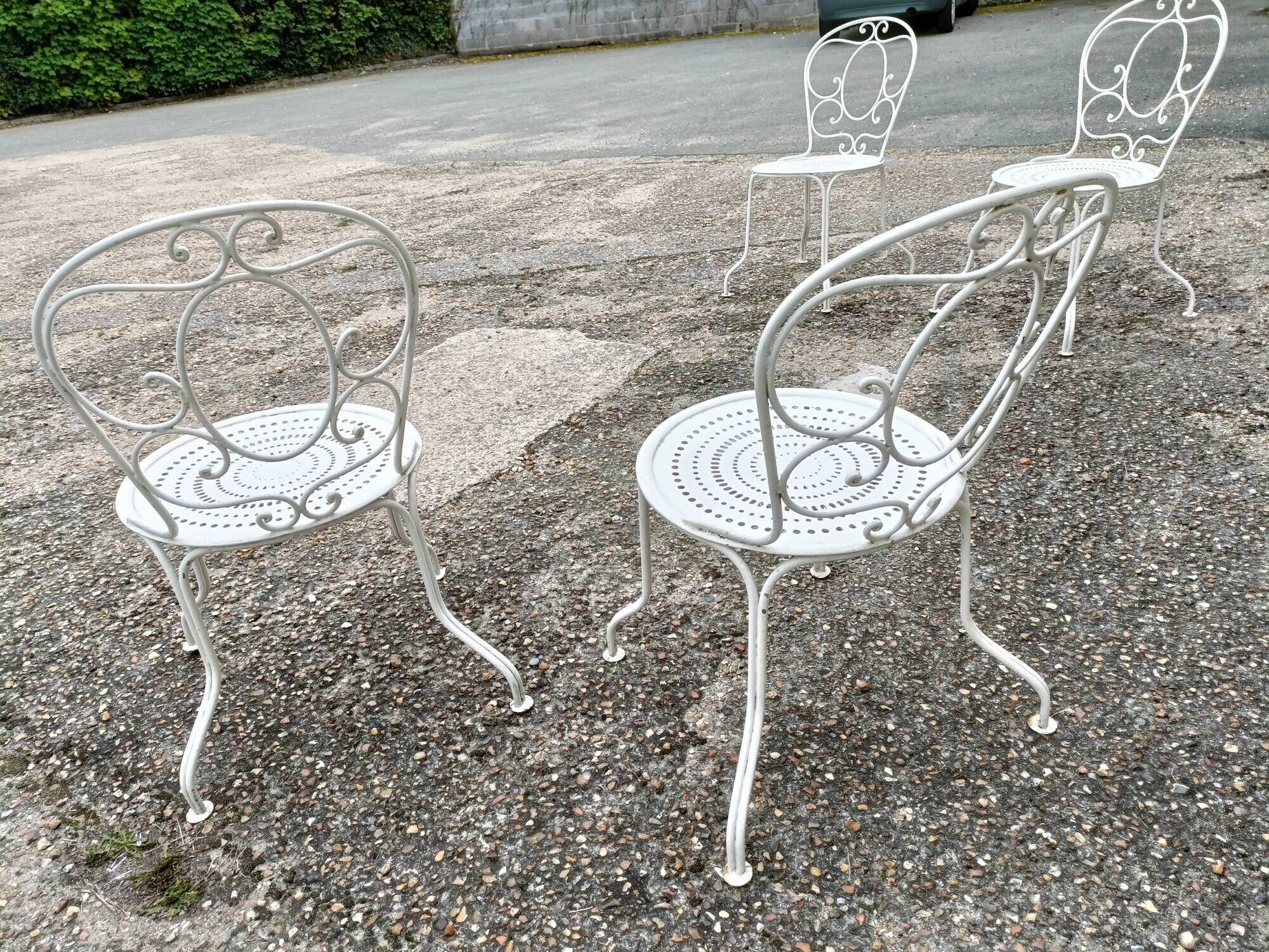 Garden furniture 4 places wrought iron old vintage xxeme