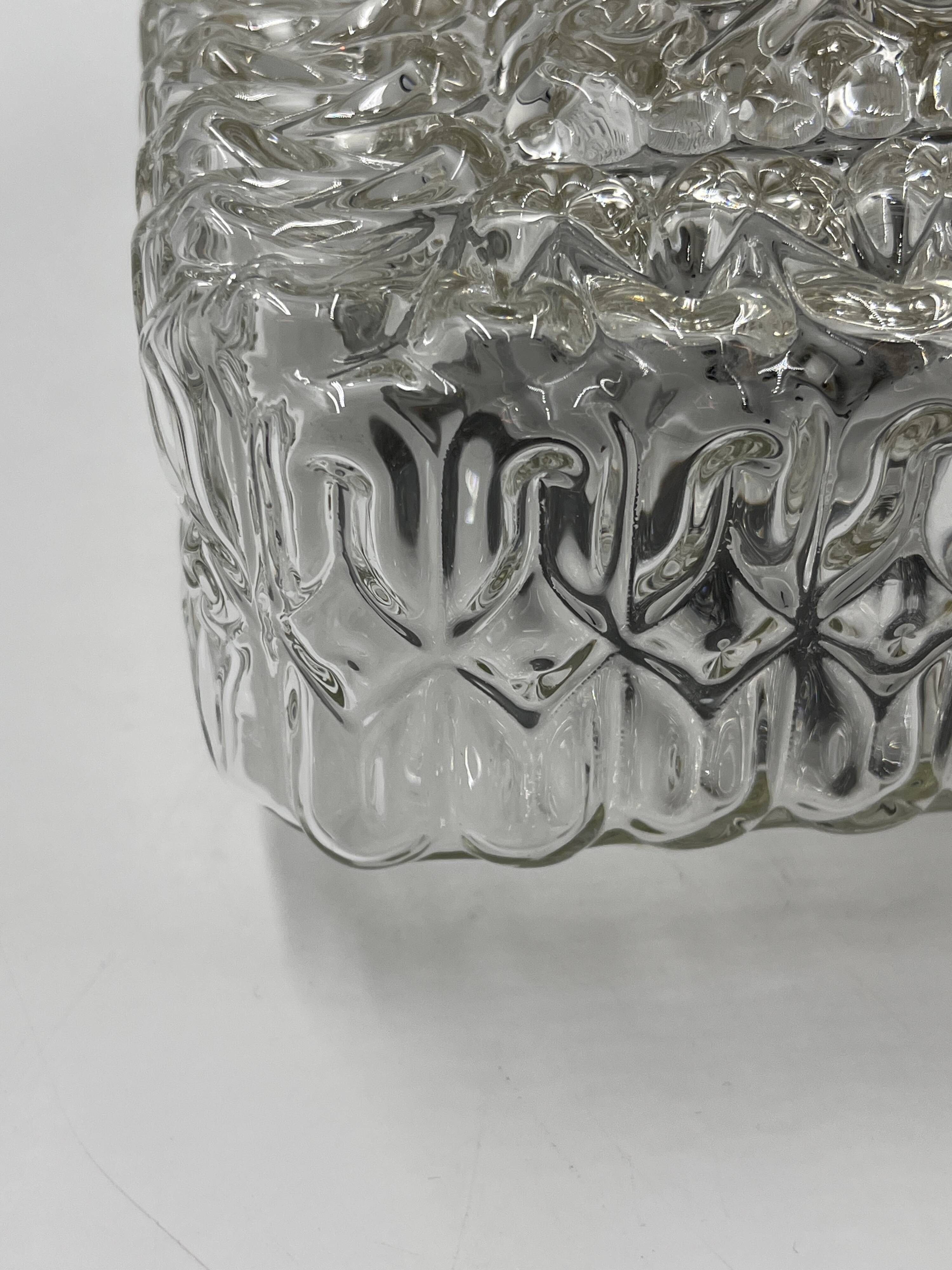 Square ceiling light in embossed molded glass