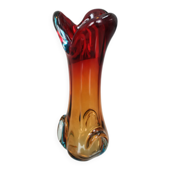 Vintage Murano Style Sommerso Glass Vase – Hand Blown Italian Art Glas