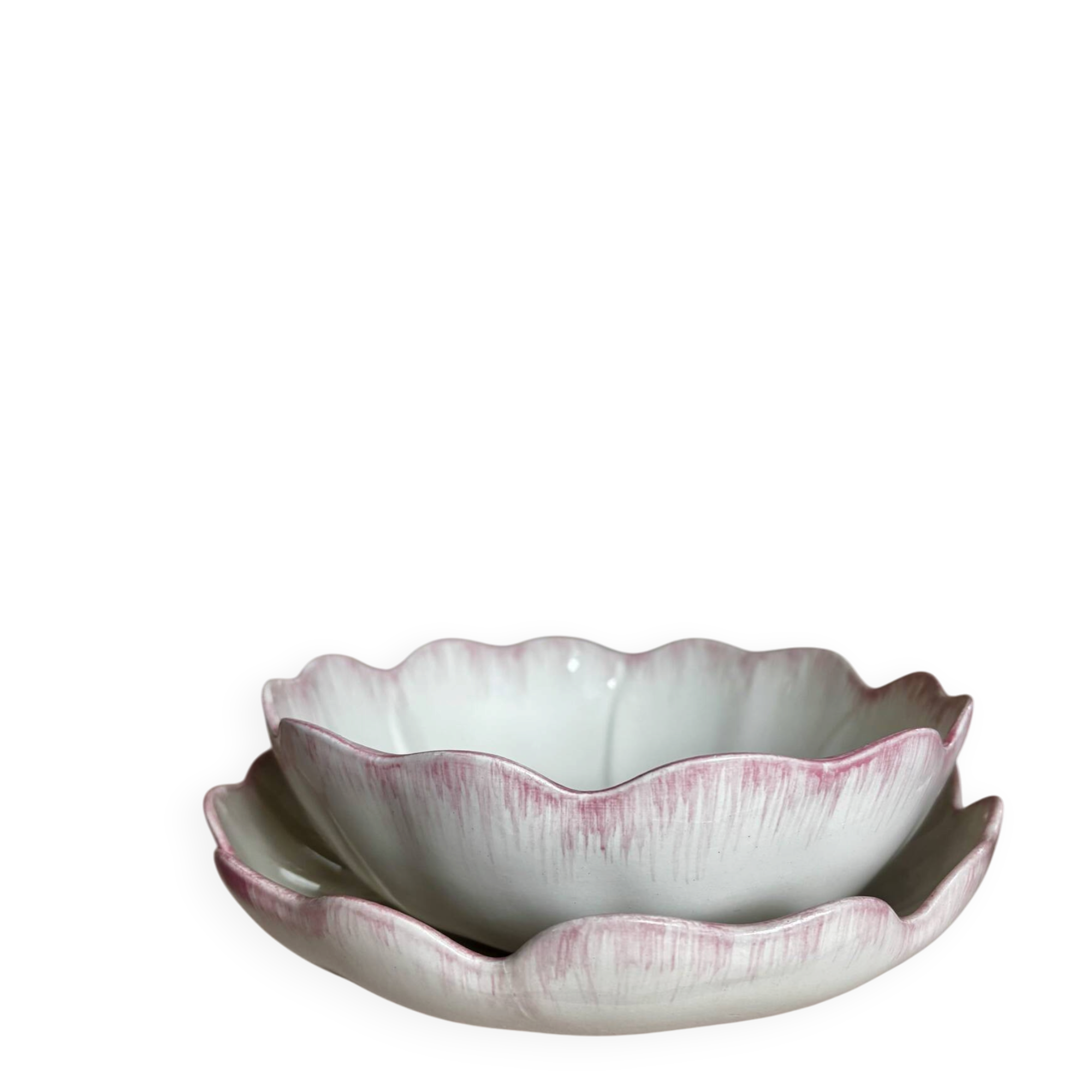 Coupe à fruits ou pour dessert barbotine fleur de lotus rose