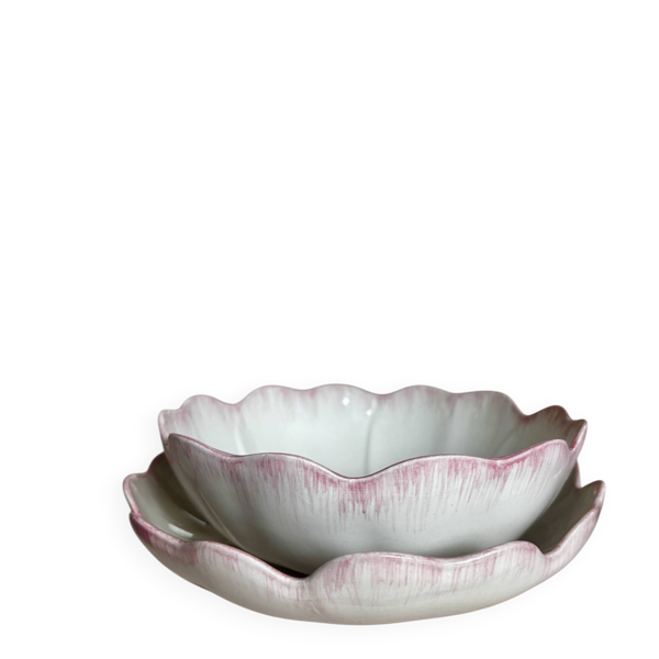 Coupe à fruits ou pour dessert barbotine fleur de lotus rose