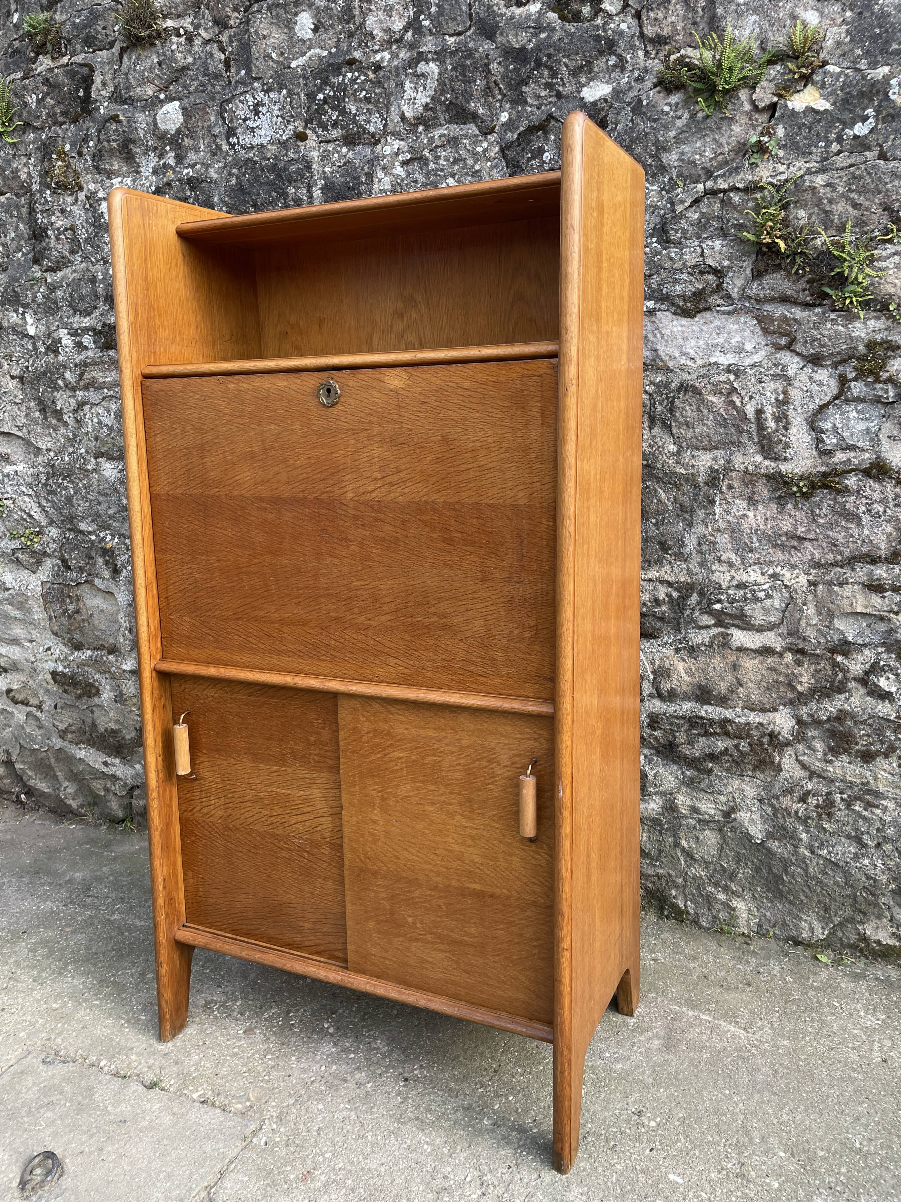 Secrétaire en bois blond 1960