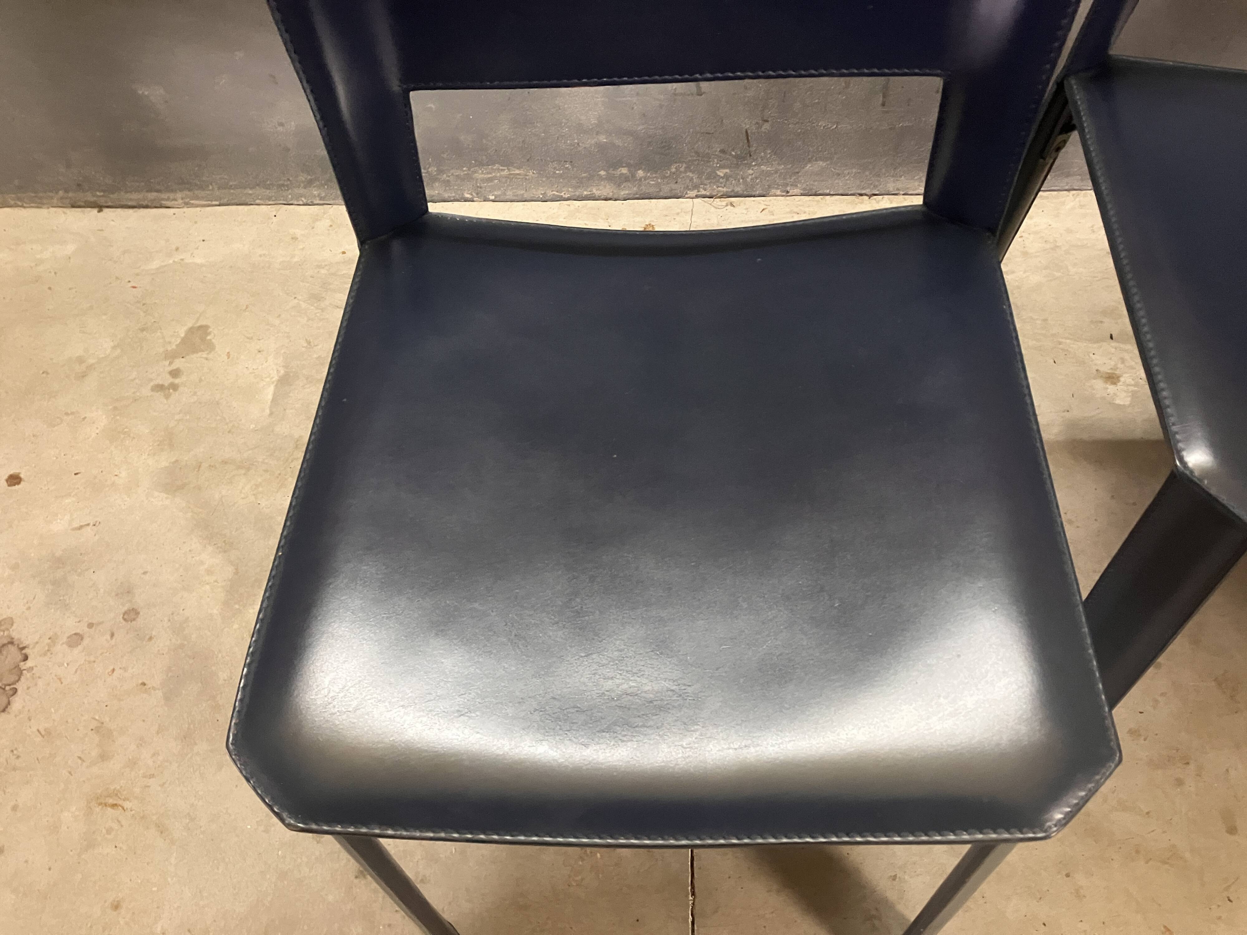 CHairs leather blue Italian Design Giancarlo Vegni