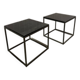 Table « Cassina » marbre noir & acier