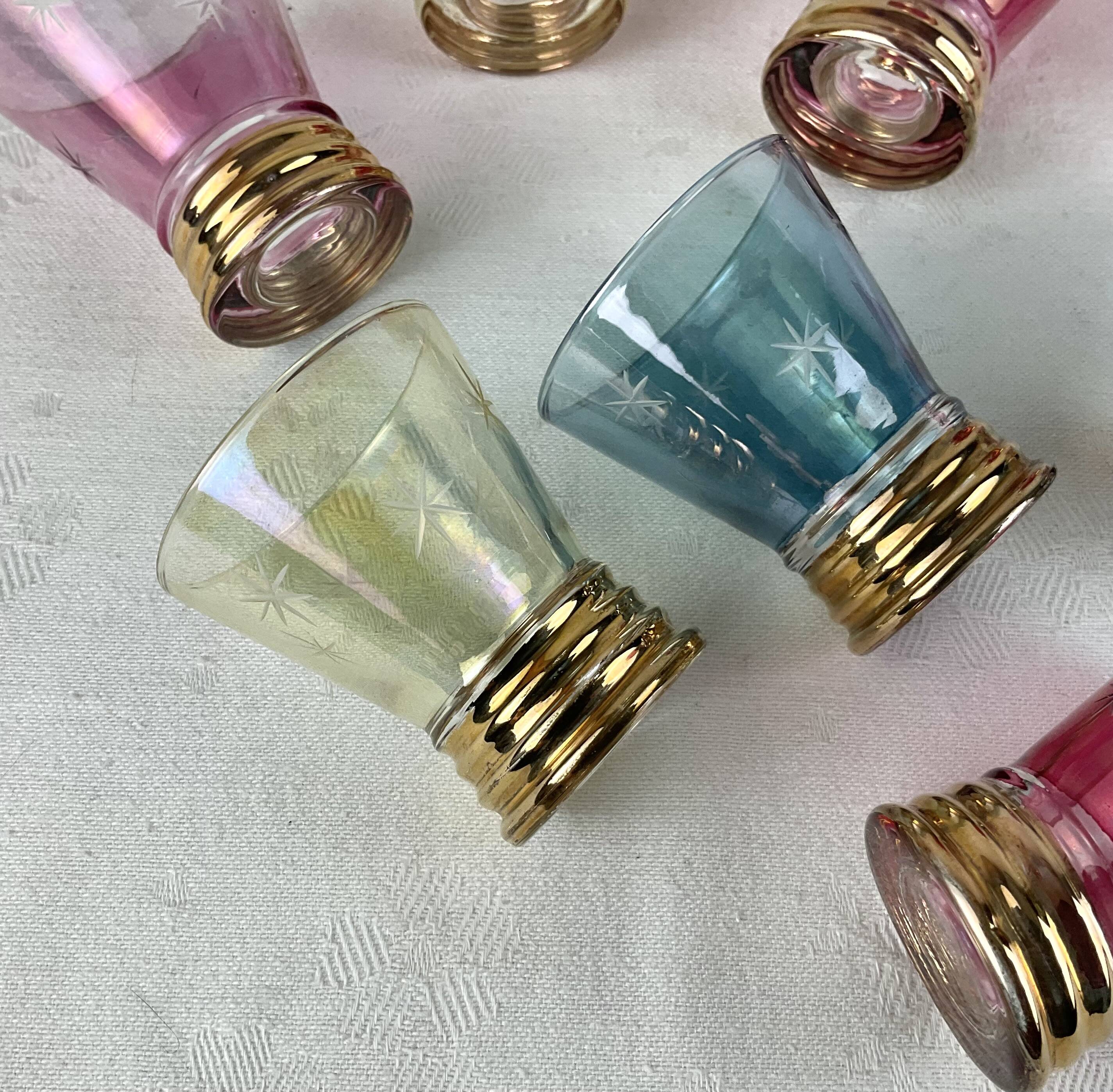 Vintage liqueur carafe and matching glasses Made in Italy