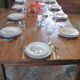 XXL solid oak farmhouse table 260x100 patinated two drawers