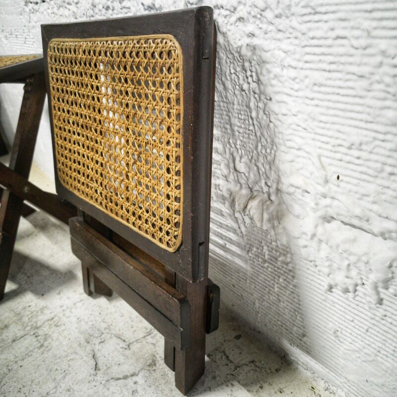 Pair of canned folding stools