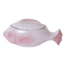 Saucière en barbotine rose modèle "Poisson", Faïencerie de Pornic "Mélusine", 1970