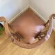 19th century corner armchair in solid pegged oak and imitation leather