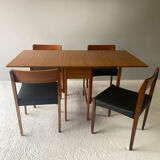 1970’s mid century drop leaf dining table and 4 dining chairs by Schreiber
