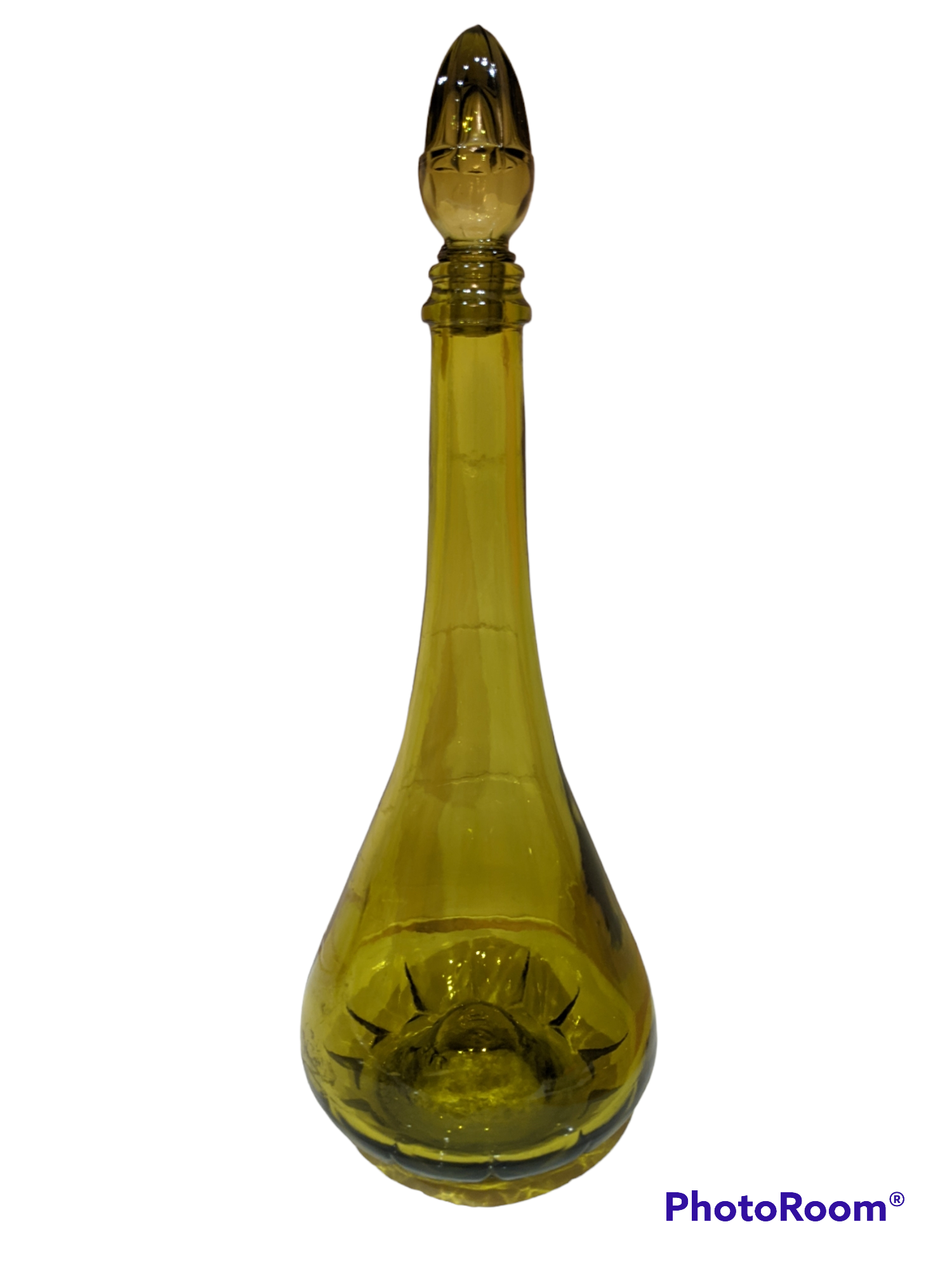 Vintage amber green olive decanter