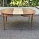Round extendable dining table Louis XVI stripped in walnut 1960 190cm