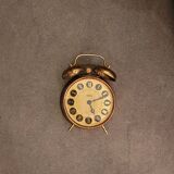 Mechanical alarm clock bell in vintage copper