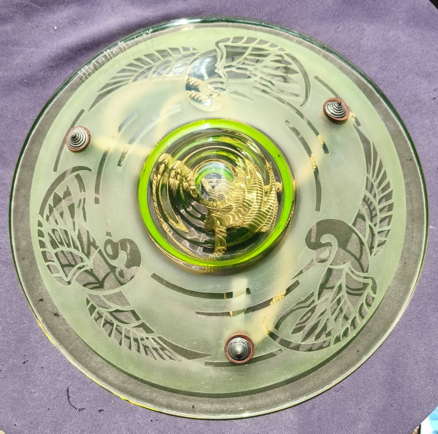 Art Deco ceiling light by A. Delatte in Ouraline