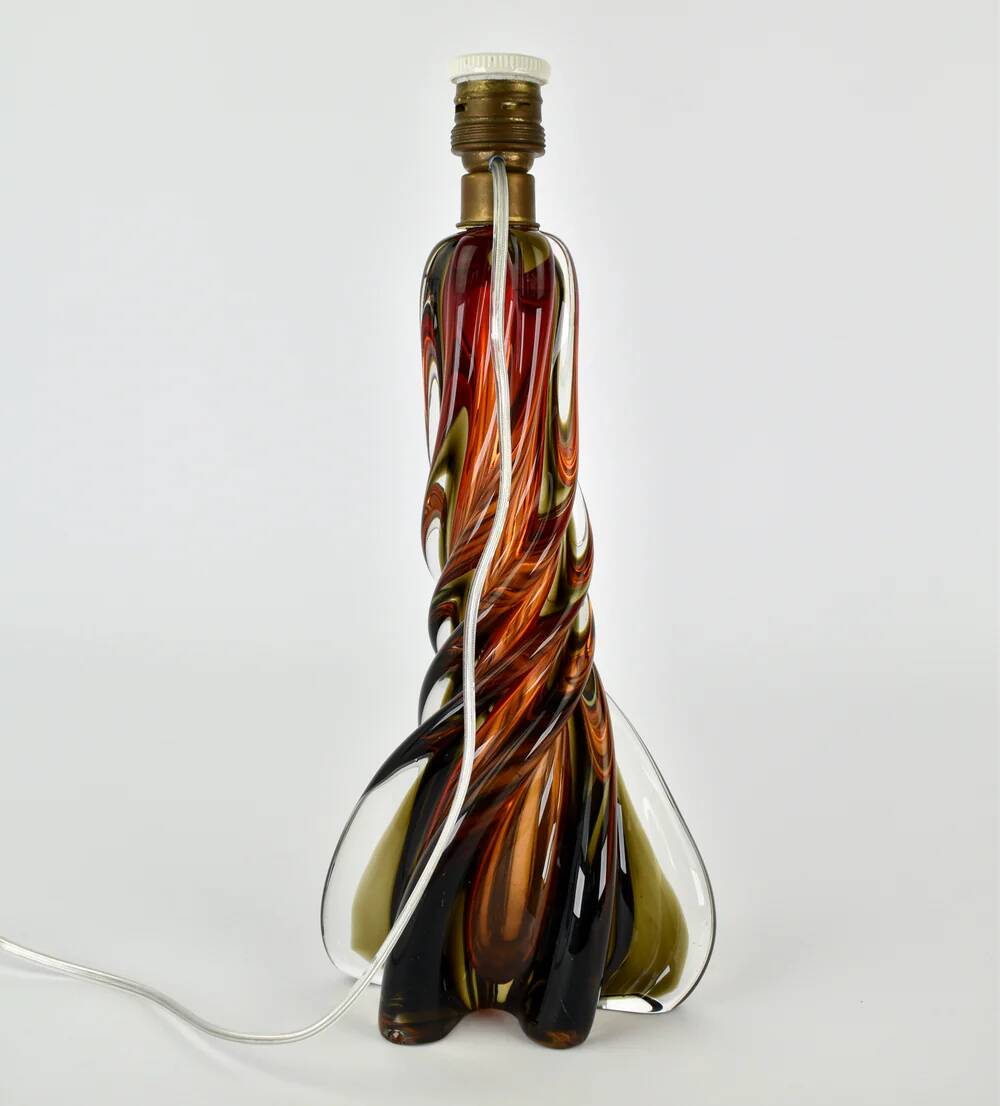 Lampe de table en verre d'uranium Murano, années 1950