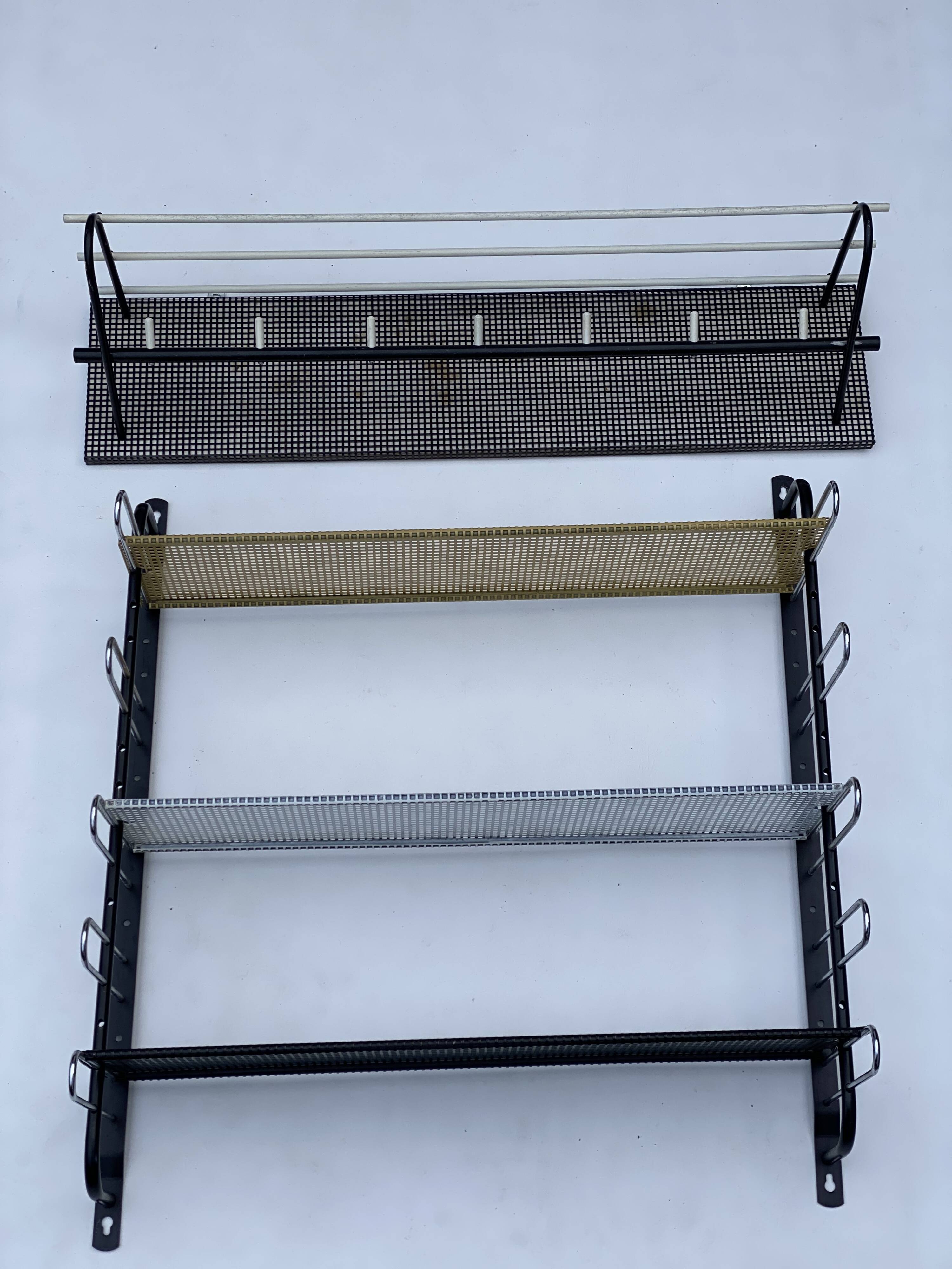 Metal Hanging Coat Rack and Wall Shelves by Pilastro