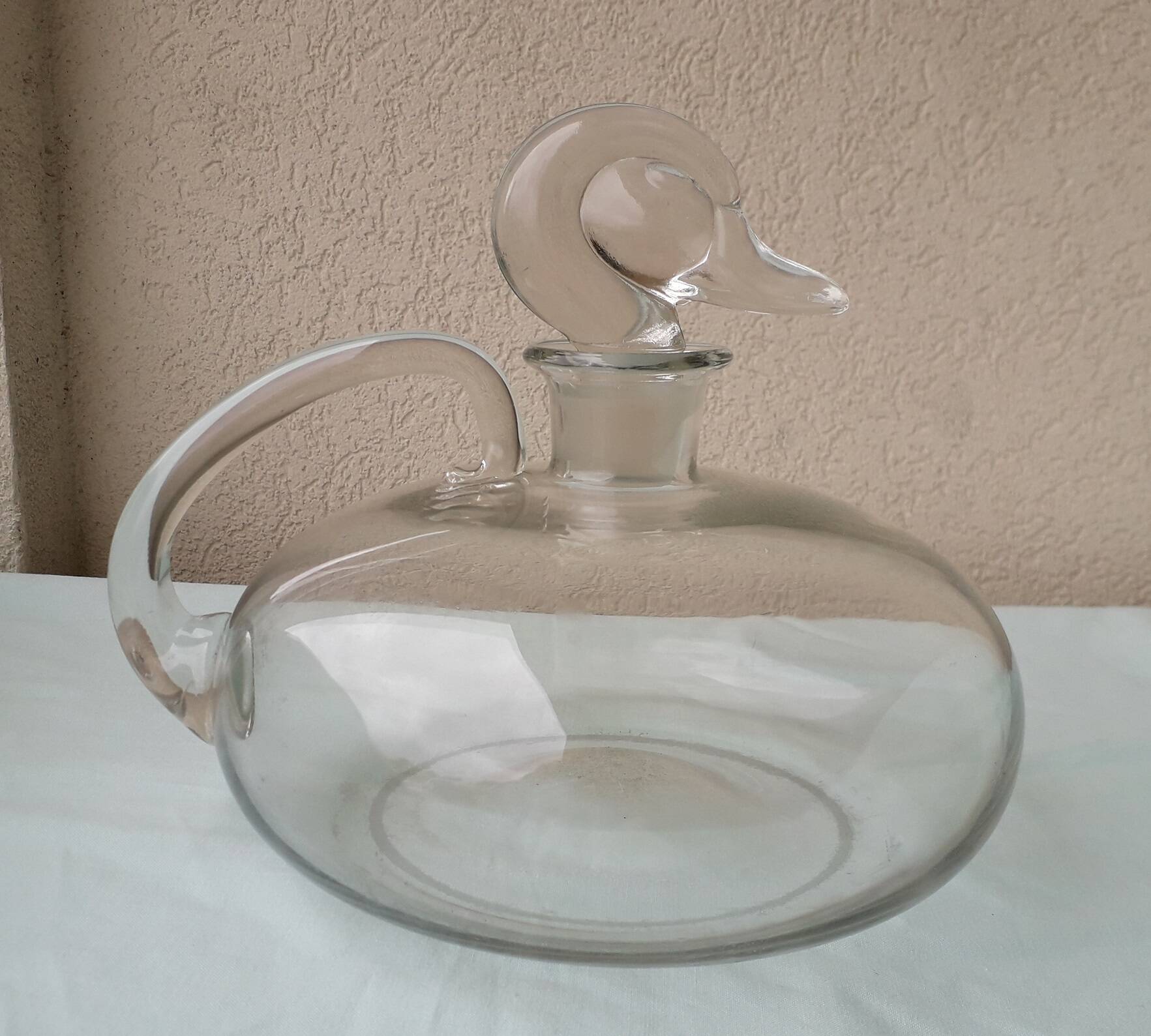 Duck glass carafe