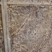 Screen - decorative panel in 3 wings - metal and wood rosettes