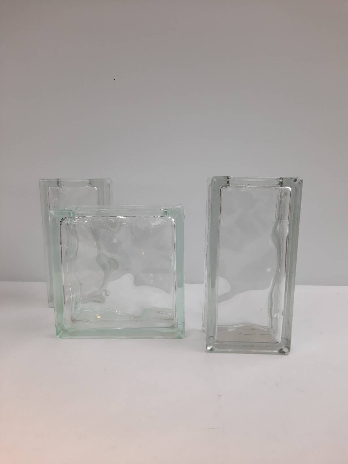 3 vintage glass brick vases