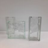 3 vintage glass brick vases