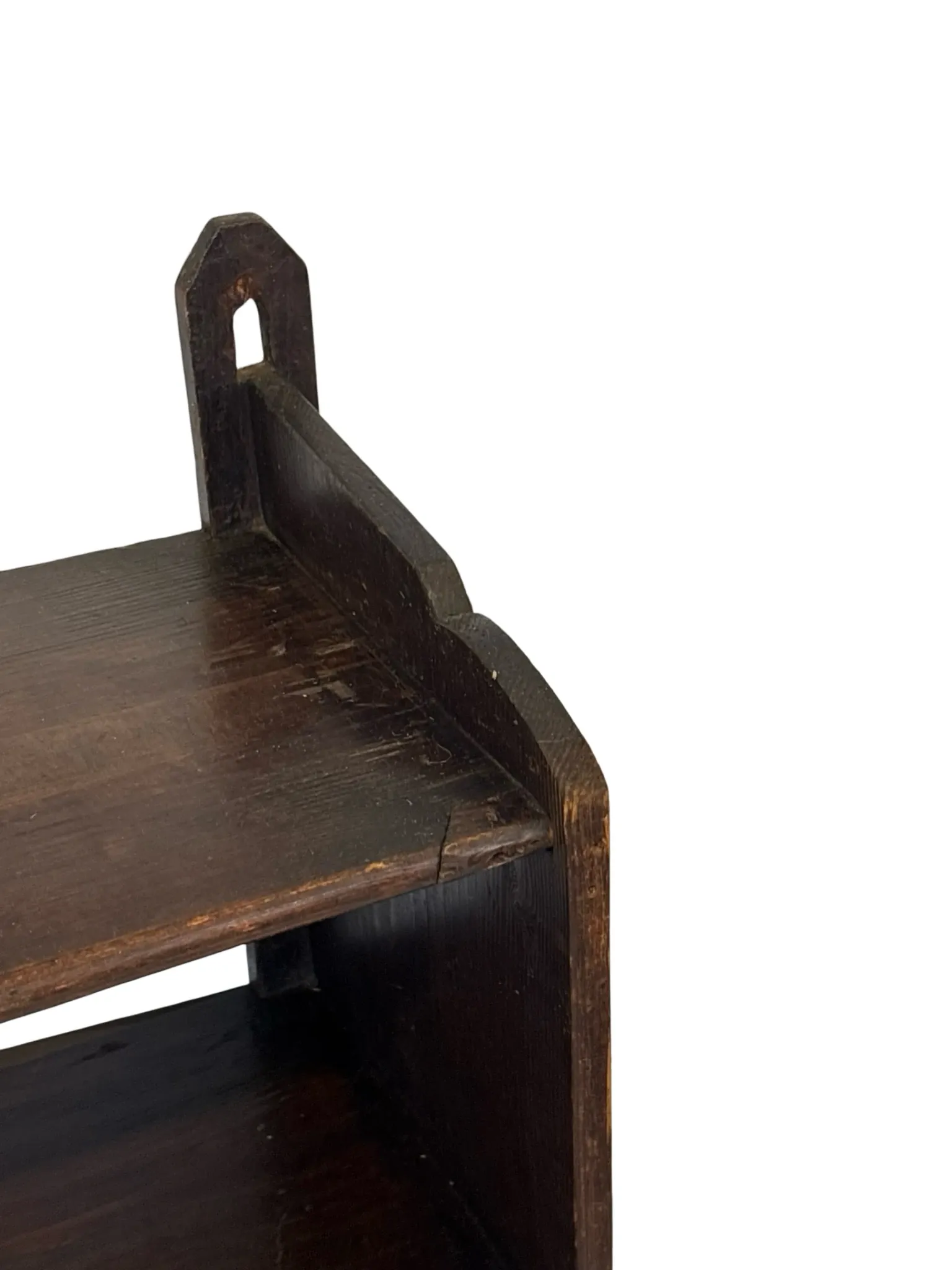 Vintage wooden wall shelve rack in oak brutalist minimalist design