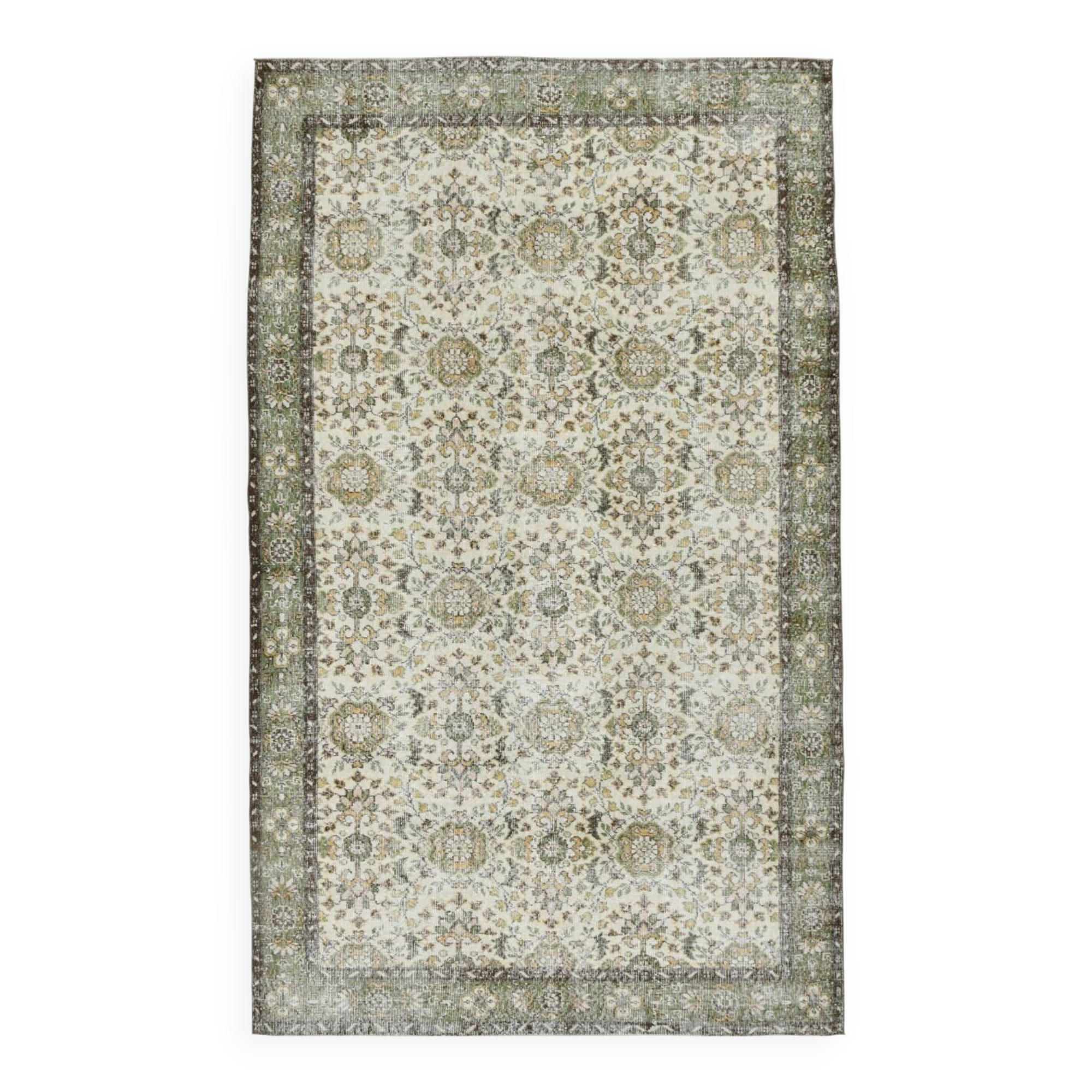 6x10 Brown & Beige Floral Pattern Vintage Rug, 196x325Cm