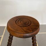 Vintage wood tripod stool turned