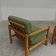 Pair of chalet style armchairs in green fabric