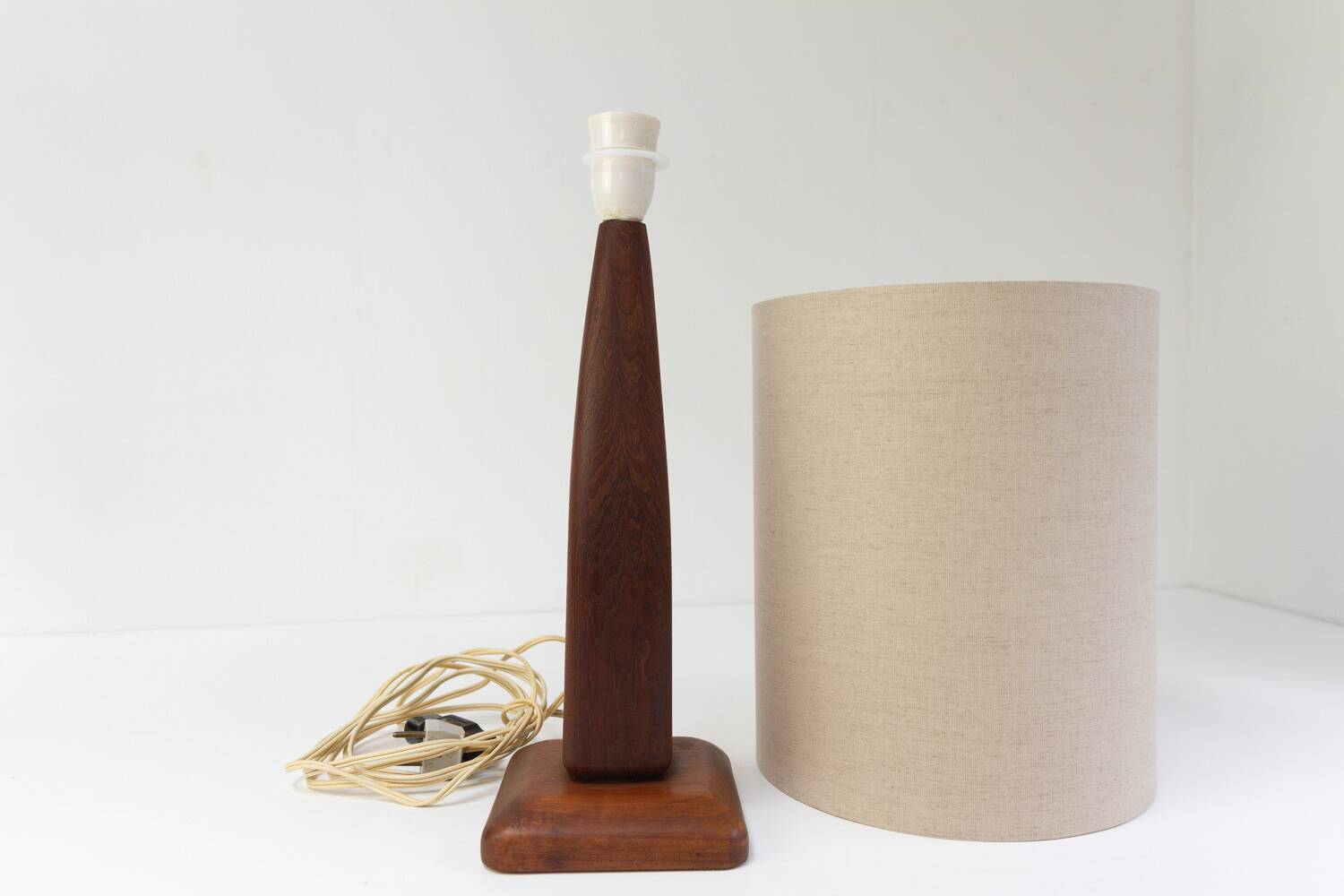 Vintage Danish Teak Table Lamp, 1960s