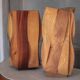 Pair of sculptural wooden vases, curved wooden vase, natural wooden vase