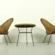 1950s Italian Rattan Basket Chairs & Matching Bistro Table Set