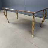 Vintage brass swan coffee table, 1970s