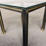Steel and brass square coffee table, Belgium, 1980s