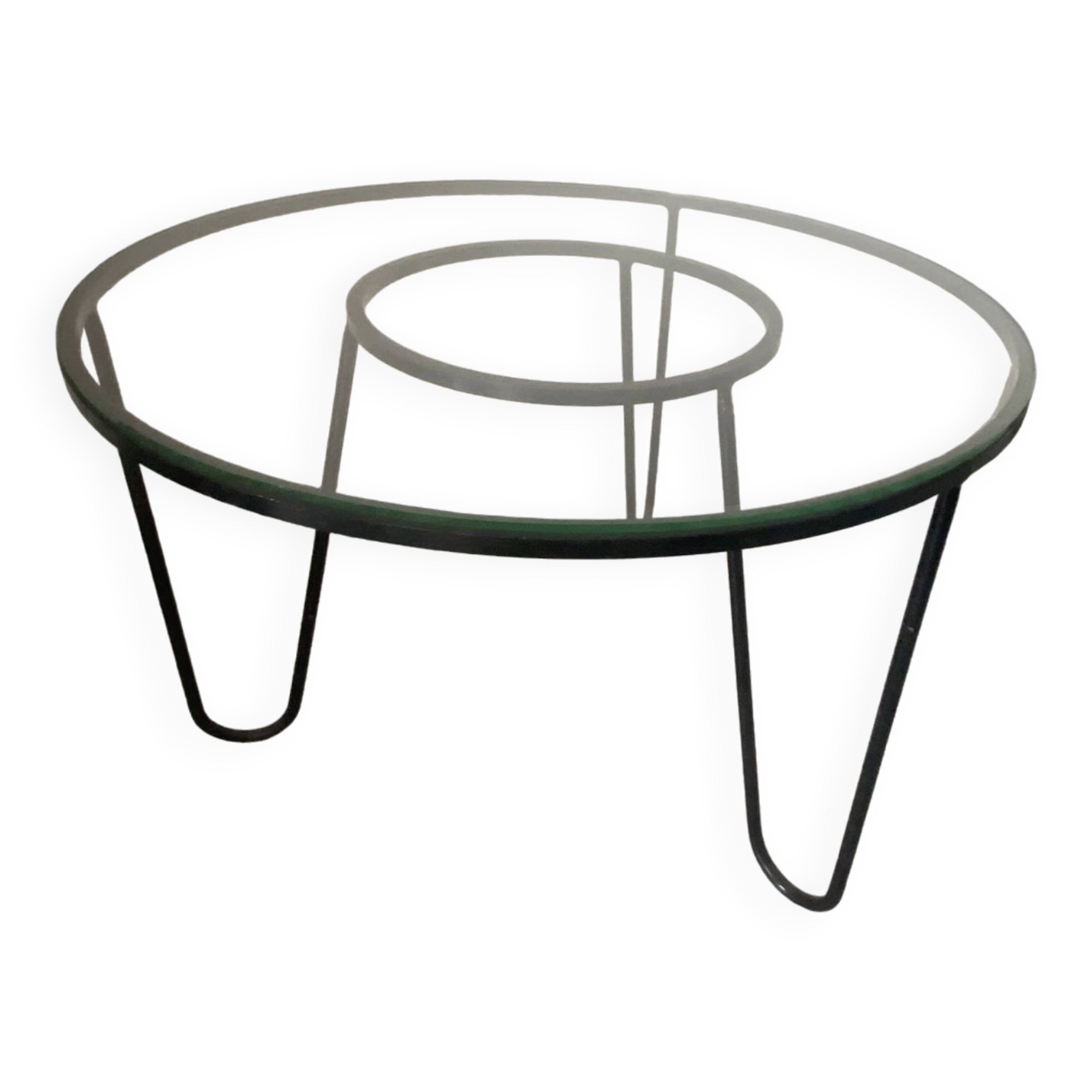 1960s metal and glass coffee table