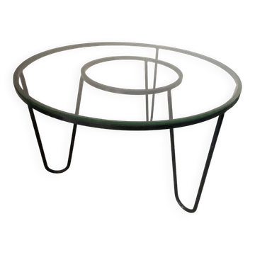 1960s metal and glass coffee table