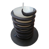 Spiral metal candle holder spring with candle, bronze appearance