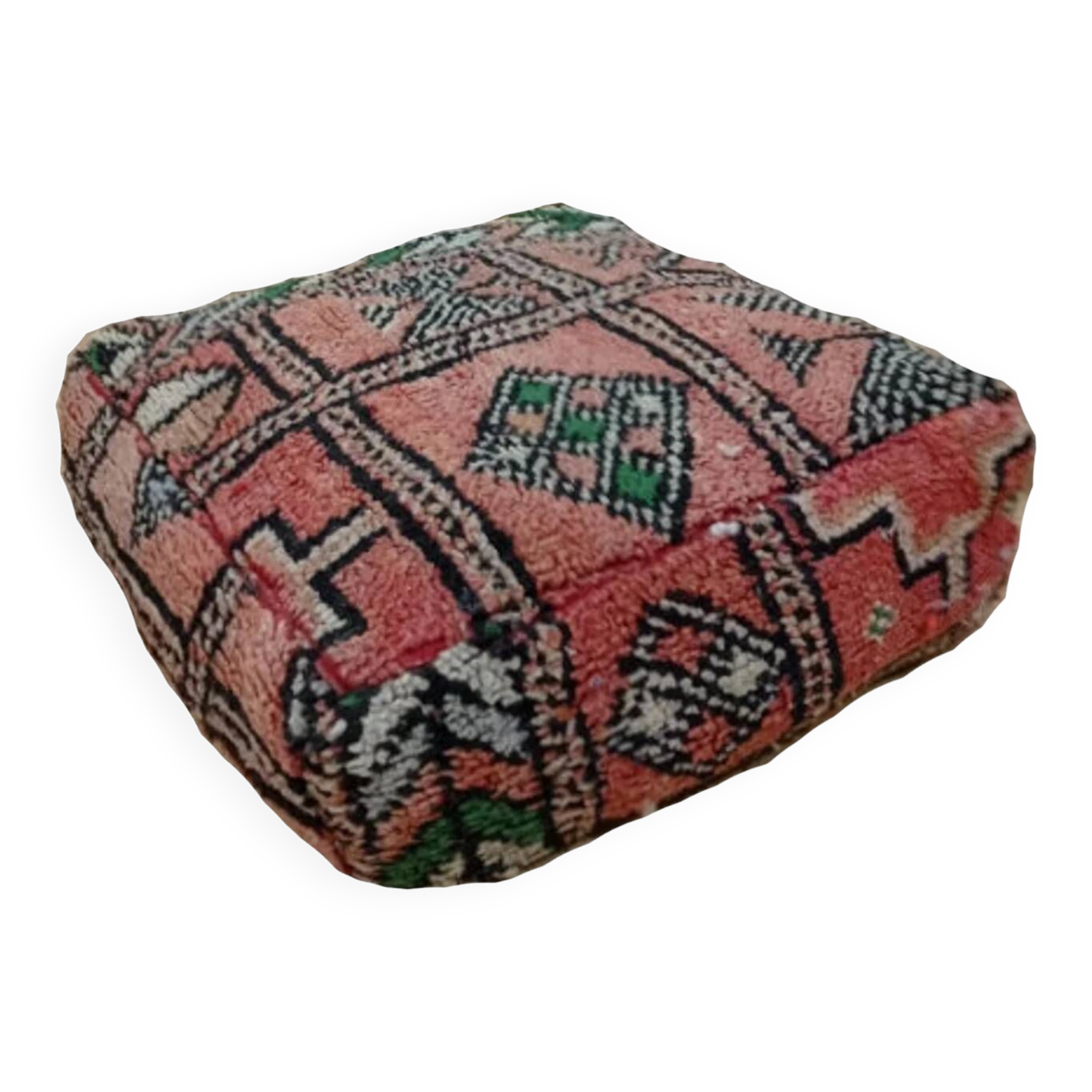 Handmade Berber pouf in wool 60 X 60 X 20 CM