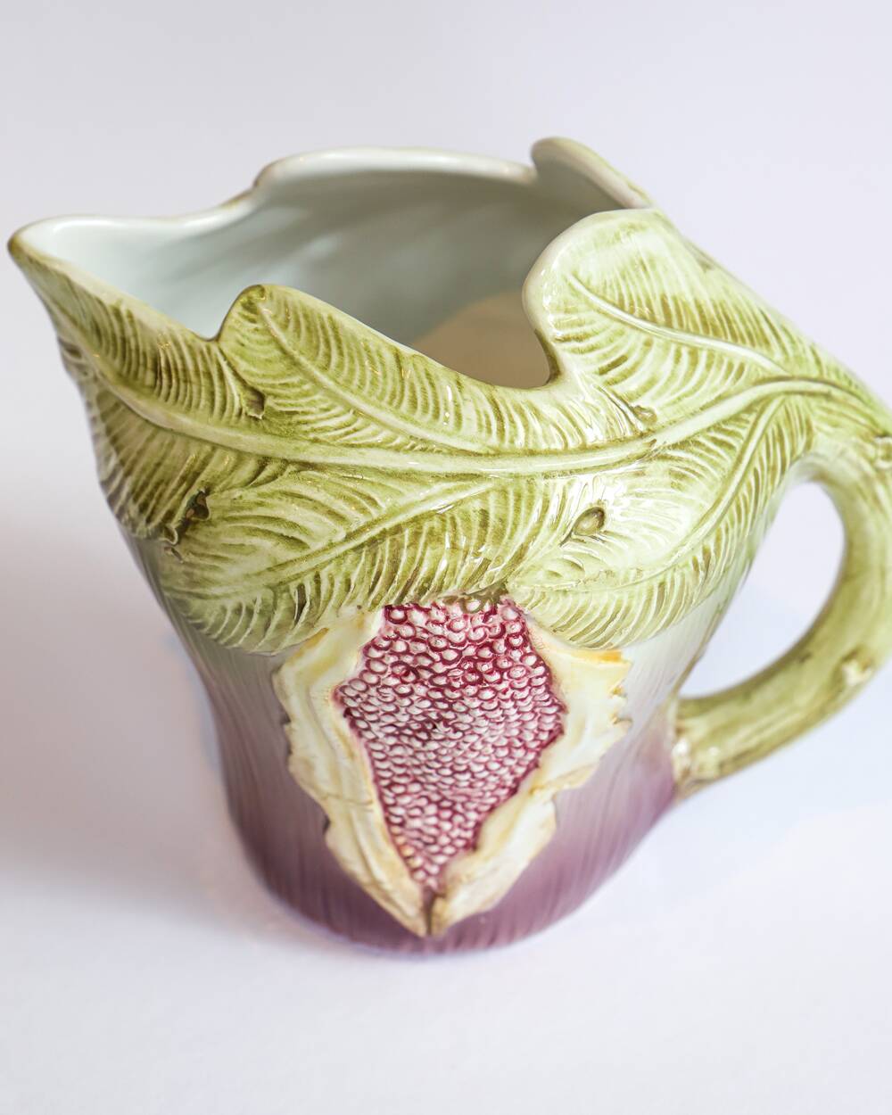 Vintage Italian Majolica Ceramic Fig-Shaped Pitcher or Jug