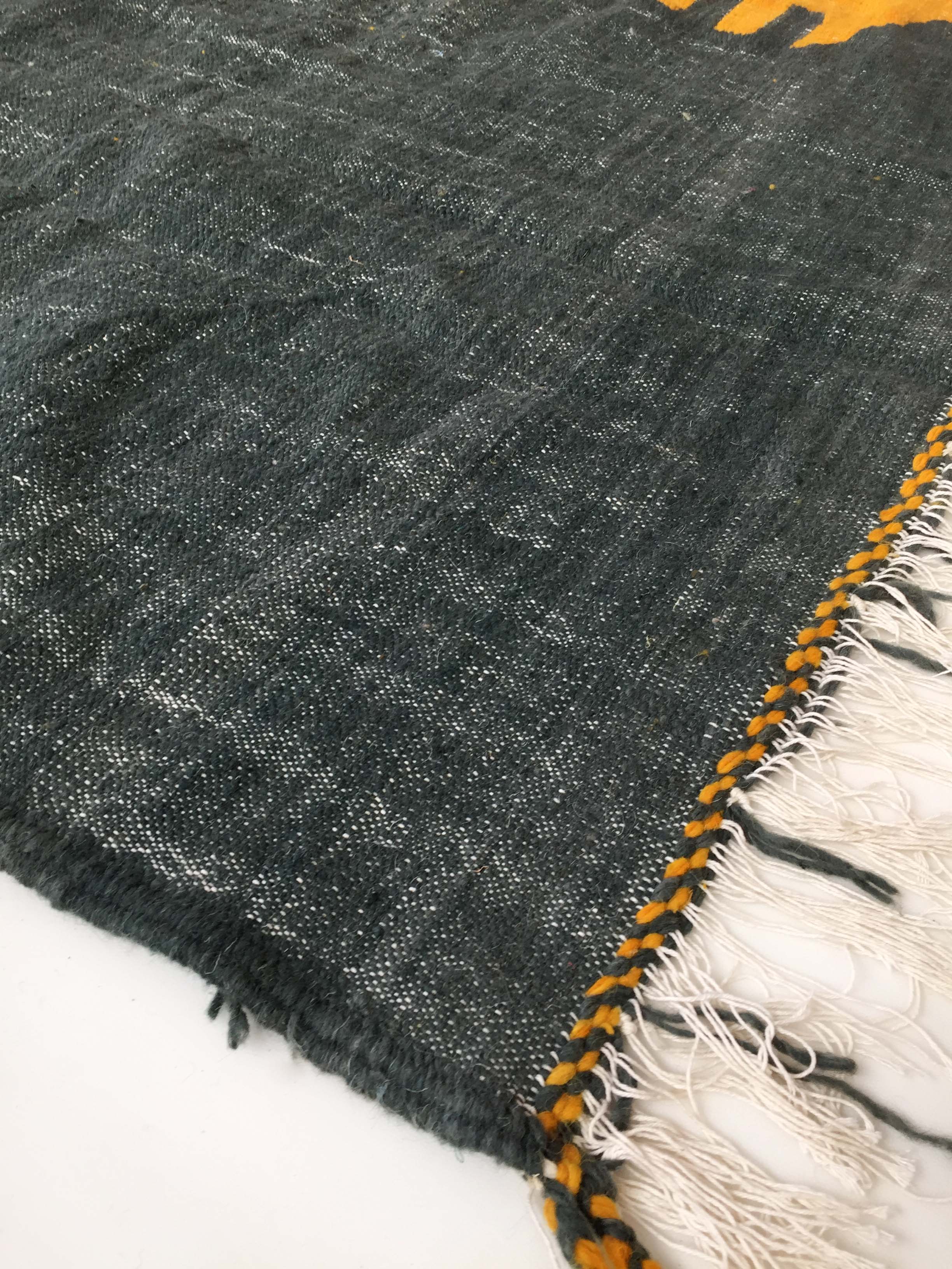 Moroccan Berber Kilim carpet ecru with colorful flats 240x140cm