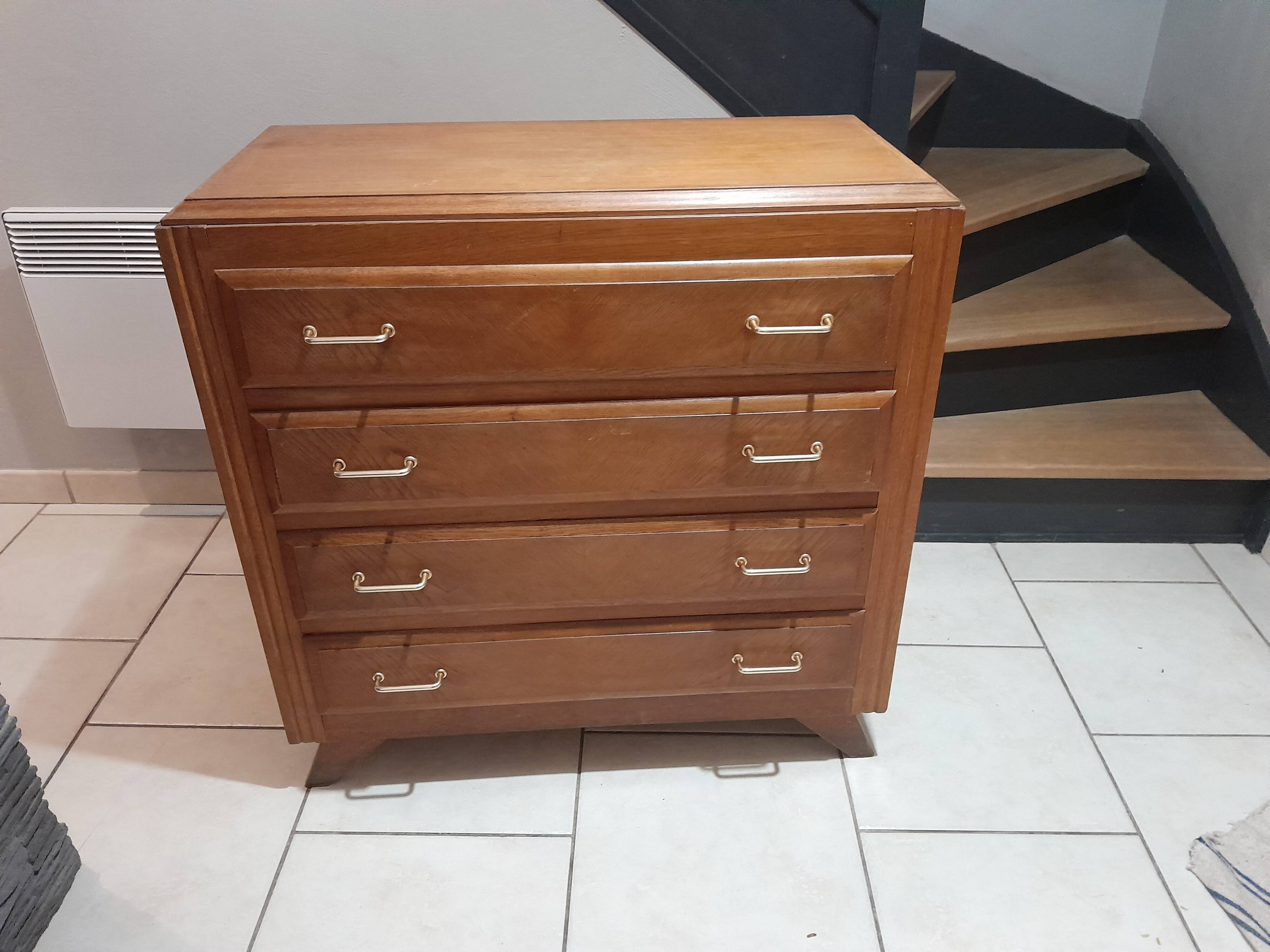 Old vintage chest of drawers Scandinavian compass feet