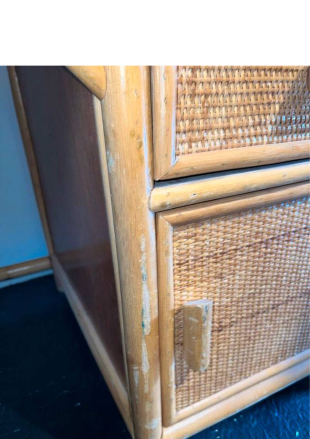 Vintage bamboo rattan woven desk circa 1970