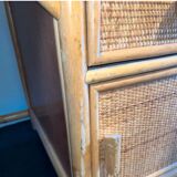 Vintage woven rattan bamboo desk circa 1970