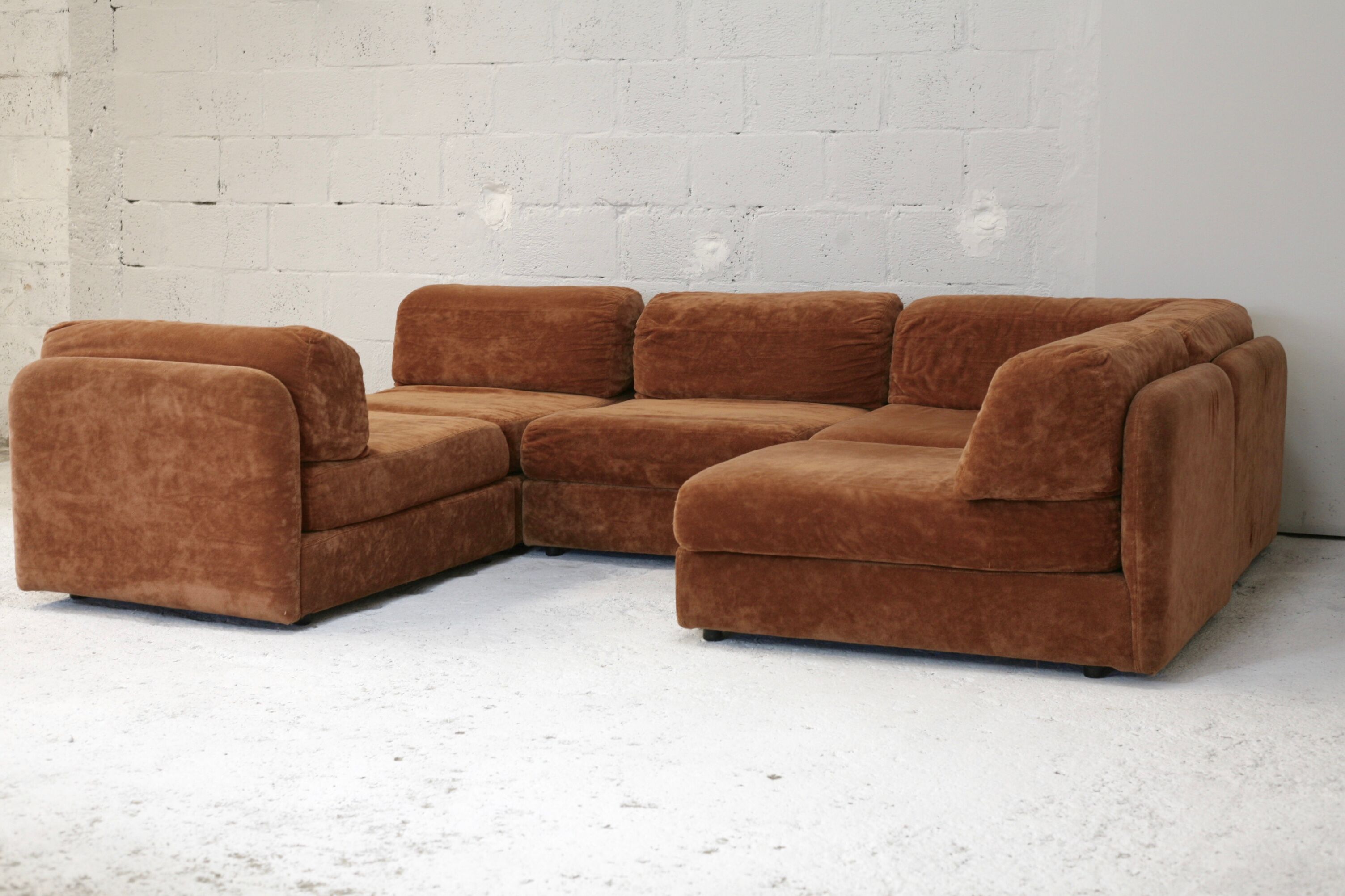 70s modular sofa, light brown velvet