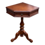 Solid wood corner side table with drawer
