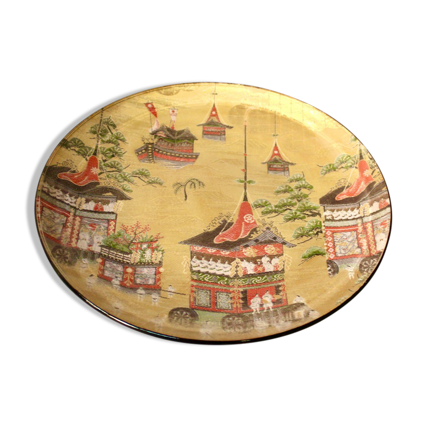Japanese dish in gold brocade