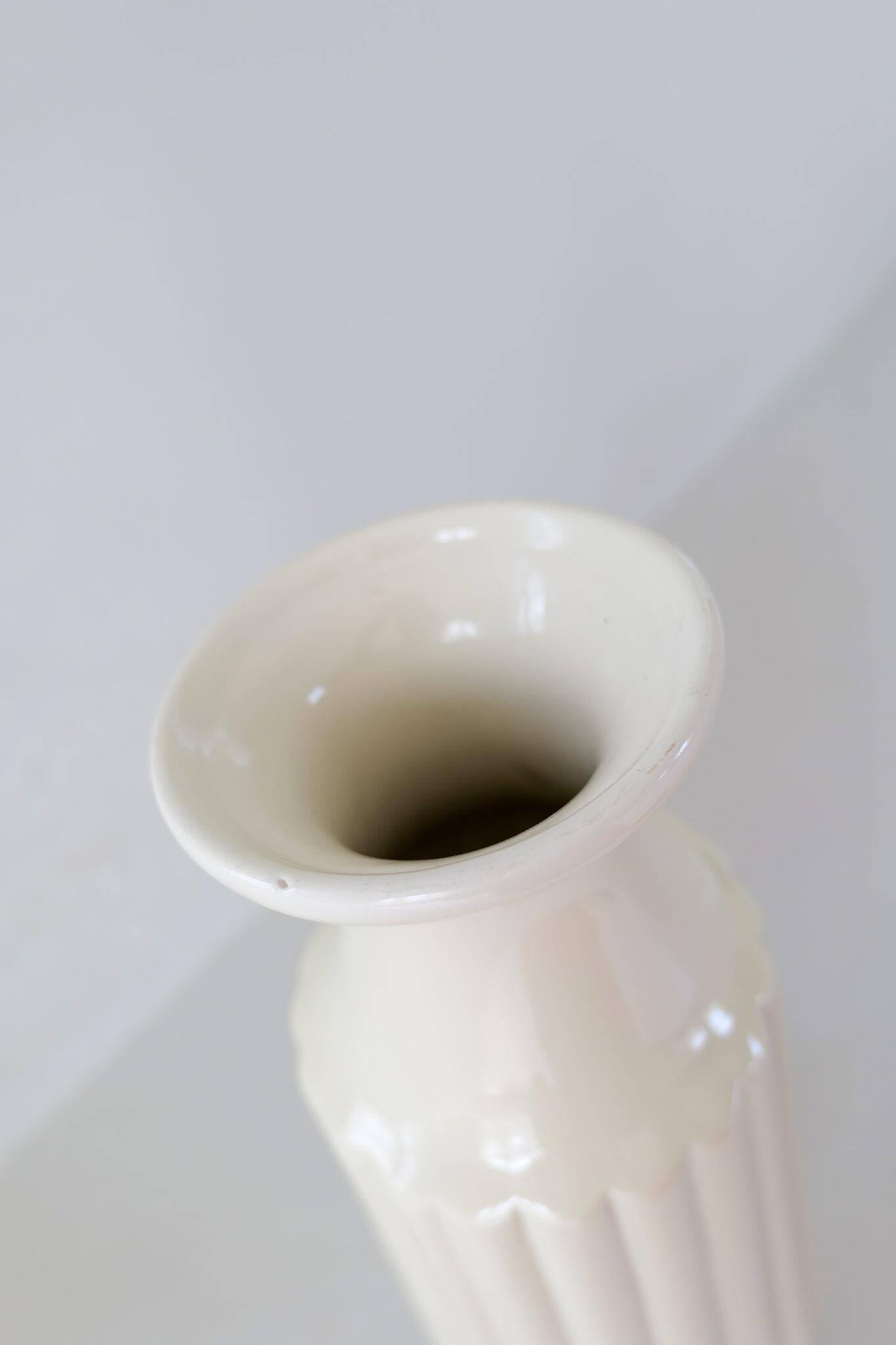 Vase Art Déco en Céramique sur Pied Bo Fajans Ewald Dahlskog, Suède, 1940s